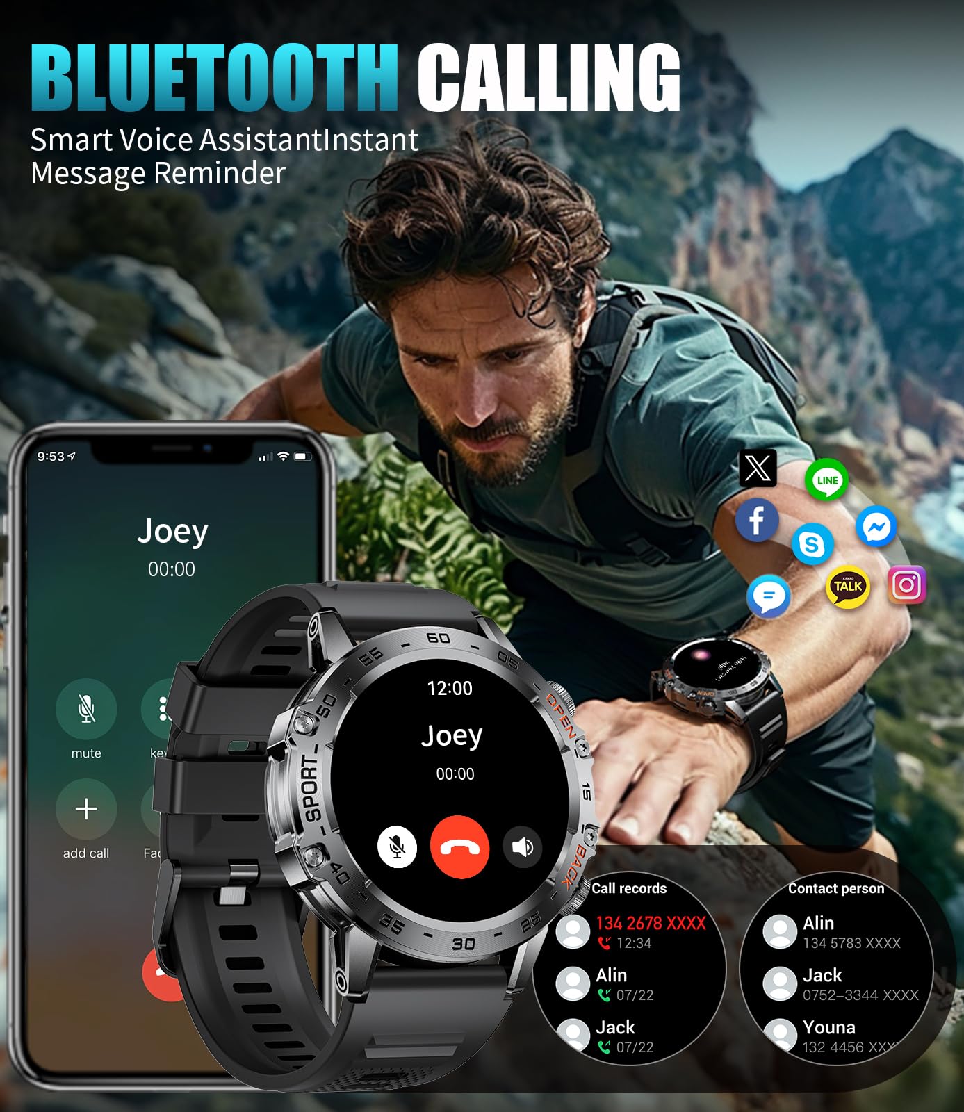 Sunkta Smart Watch For Men(Answer/Dial Calls),1.43 ' ' Amoled/100 Sports Modes, 5Atm Waterproof Fitness Watch With Heart Rate/Sp